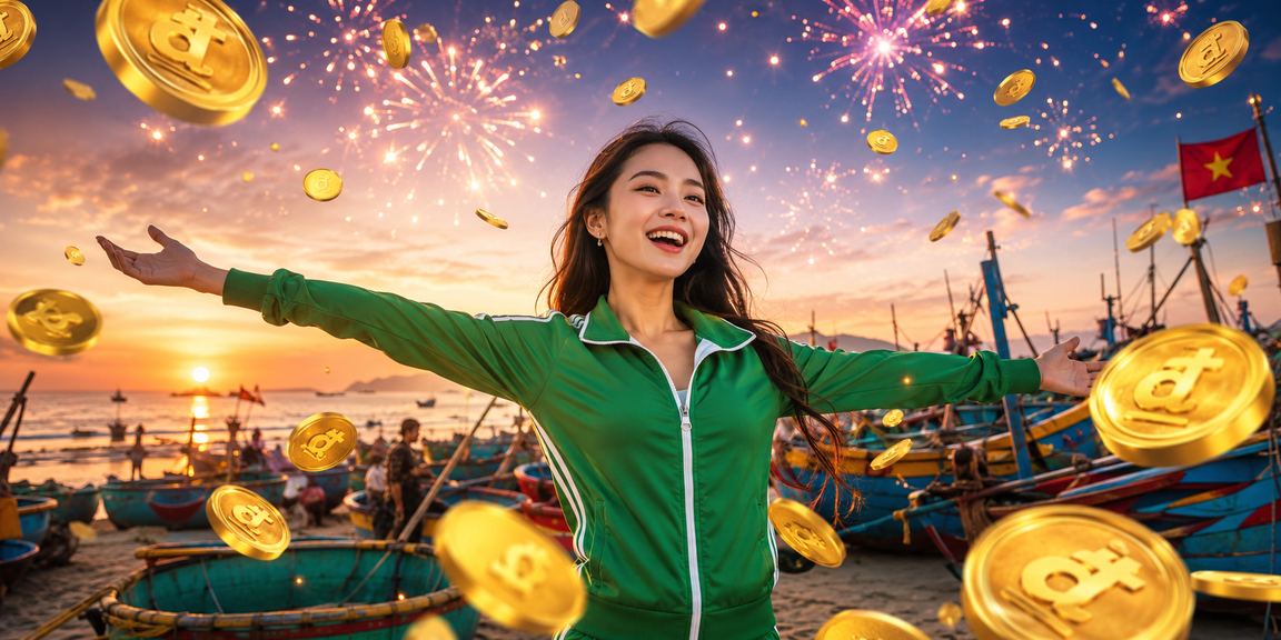 Người dùng VIP tại Mũi Né nhận thưởng và kiểm tra khuyến mãi trên điện thoại ven biển